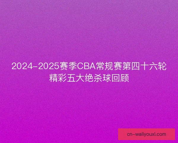 2024-2025赛季CBA常规赛第四十六轮精彩五大绝杀球回顾